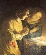 HONTHORST, Gerrit van Adoration of the Child (detail) sf oil painting artist